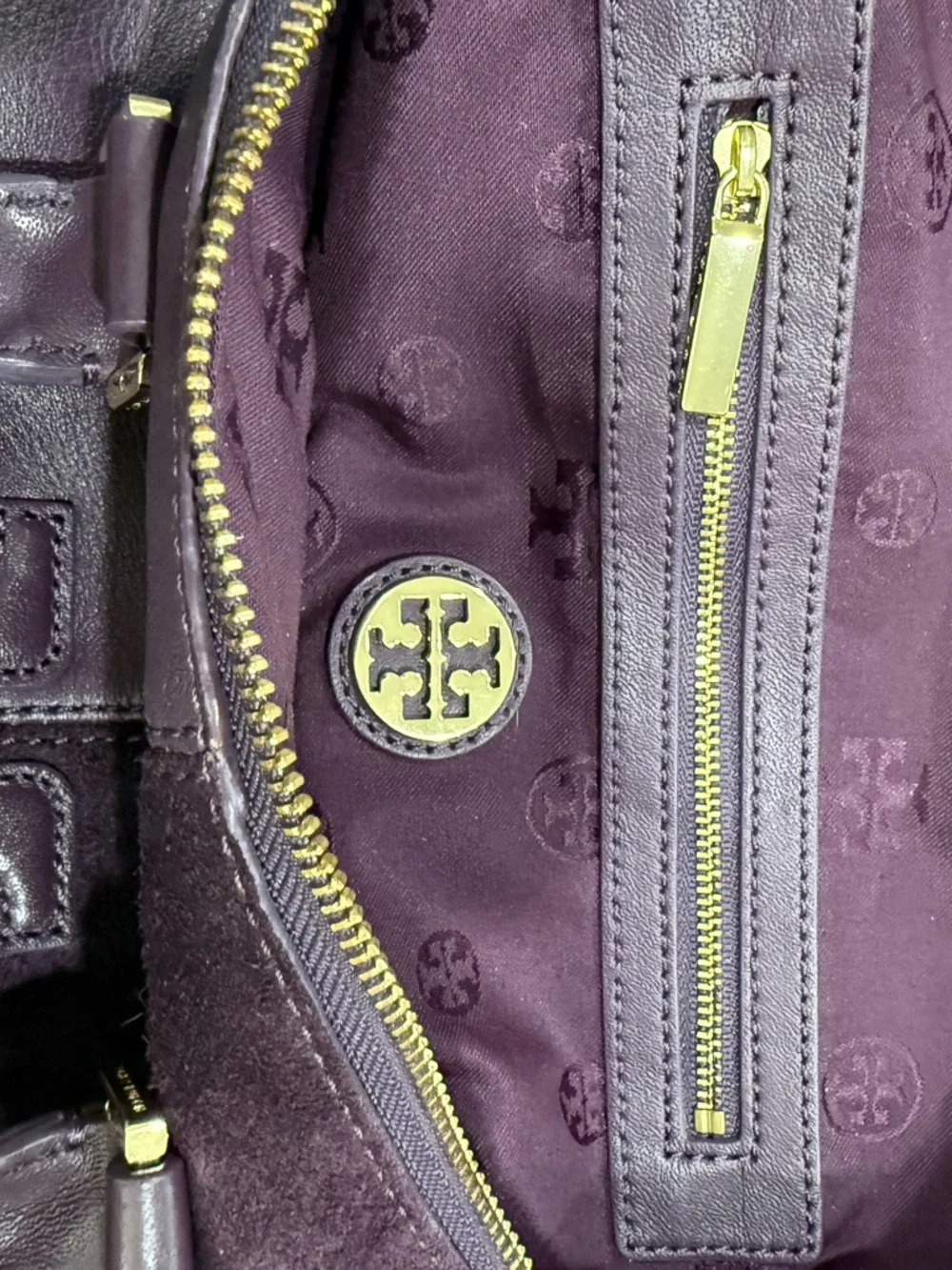 Tory Burch Natalie Satchel. 14”x 5 1/2 x 11 1/2”. Pristine Condition. Wine Color - Picture 5 of 11